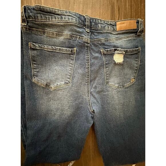 Indigo Rein Jeans Womens sz 15 Blue High-Rise Flare Denim Distressed - Picture 6 of 8